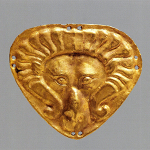 Gold ornament decorated with a ram’s head