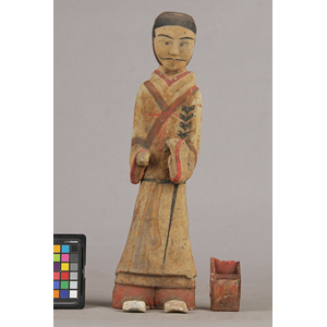 Painted terracotta figures with arrow sheath on the back